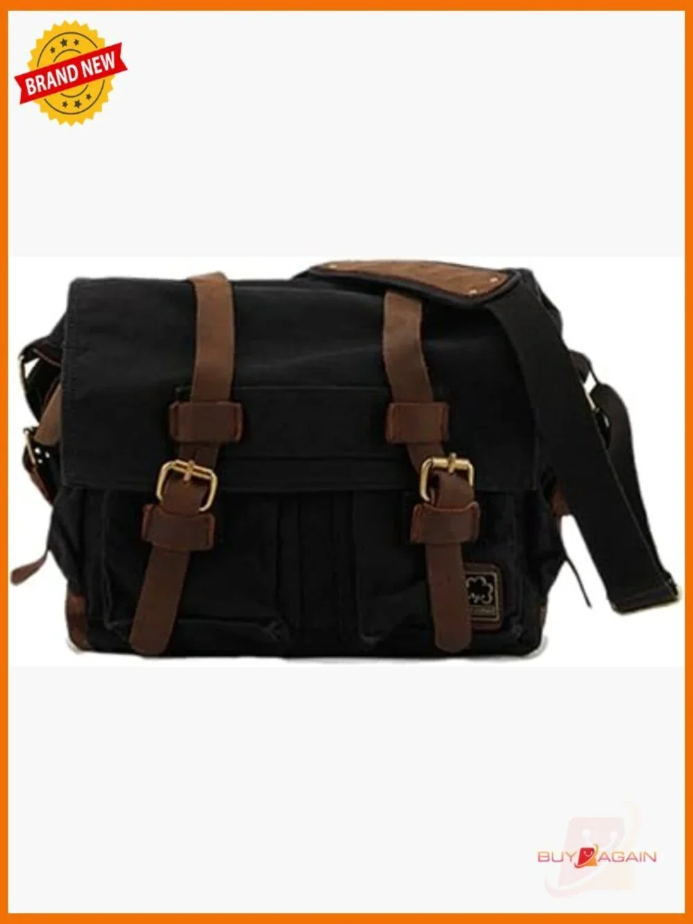 Vintage Military Leather Canvas Messenger Bag Laptop 17 inch Retro